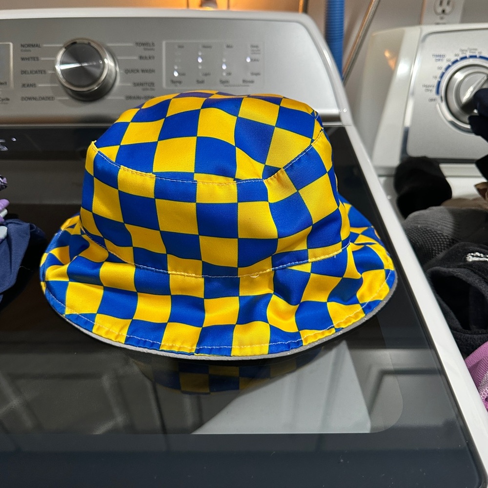 Brand New Blue and Yellow Checkered Bucket Hat(No Tags)